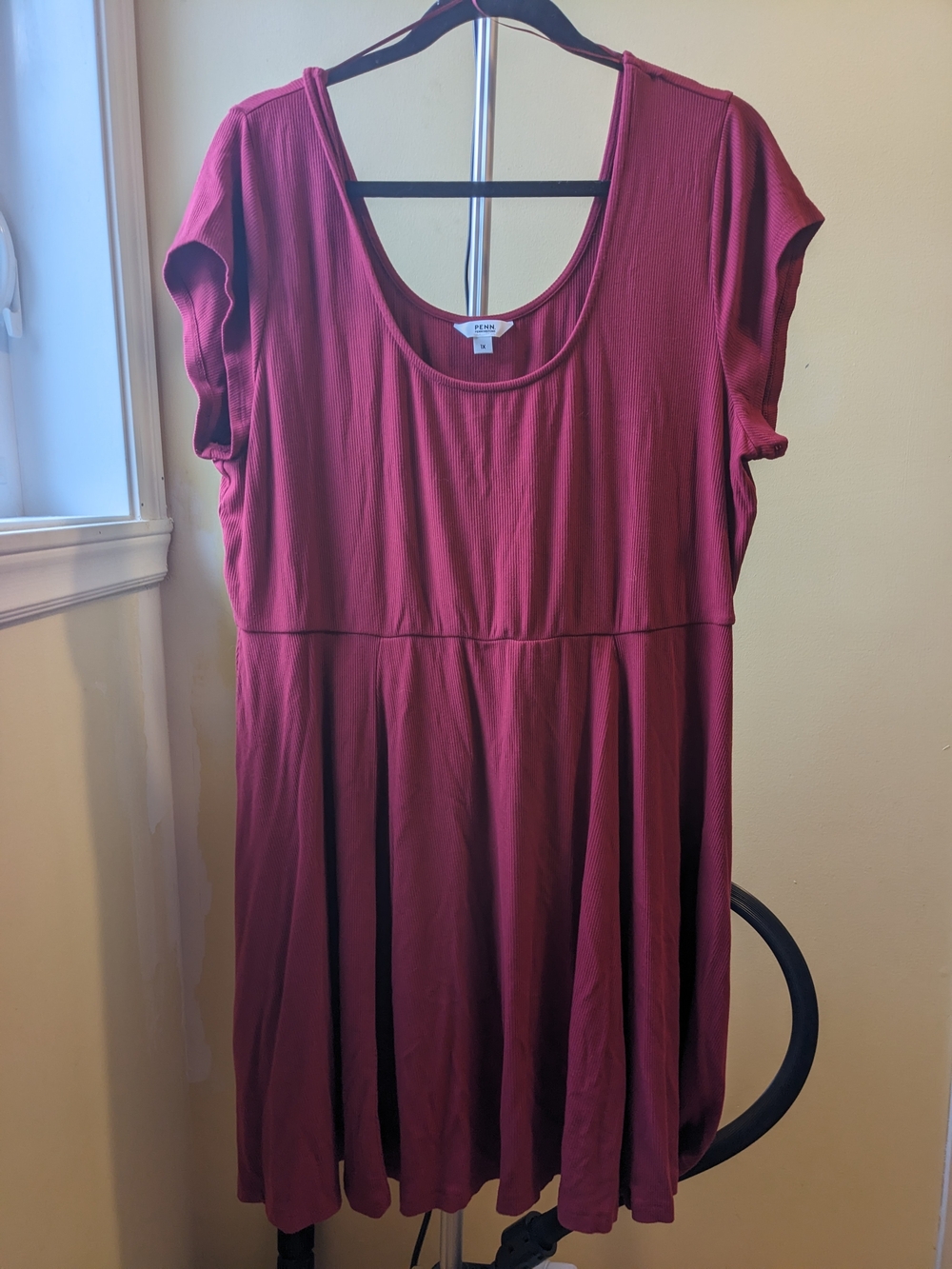 Penningtons Scoop Neck Skater Dress in Wine Red